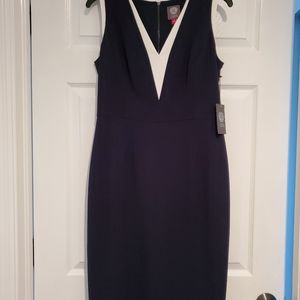 NWT Vince Camuto Navy White Bodycon Dress Size 8